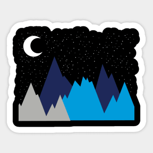 Moon, mountains, starry sky Sticker